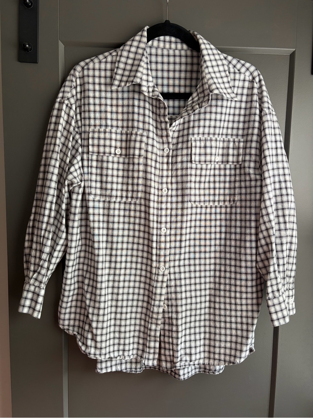 Breezy Cotton White & Black Plaid Button-Down Shirt